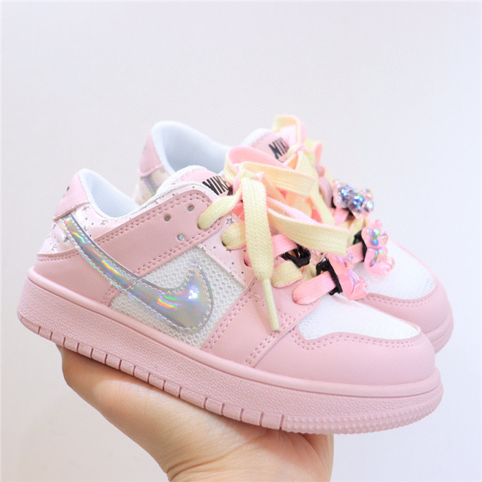 Youth Running Weapon Air Jordan 1 Low Pink/White Shoes 087